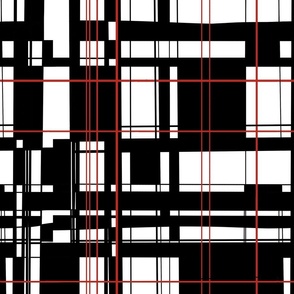 Holiday Plaid Black White and Red