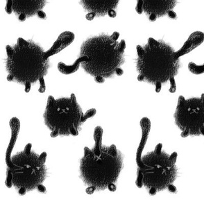 Round black kitties
