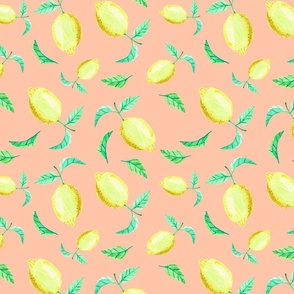 Watercolor Lemons in Peach