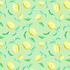Watercolor Lemons in Green
