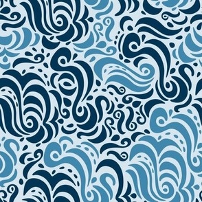 Blue Monochromatic Swirls Med