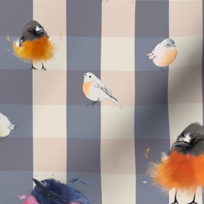 Australia Robins on Dark Neutral Checker Small