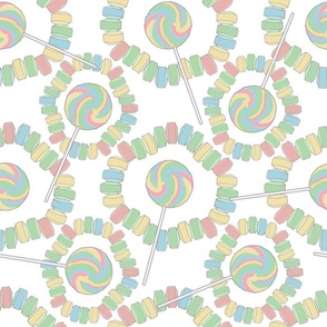 Simply Sweet-Candy Necklaces & Swirled  Pops,the simple sweets of the 1960s.