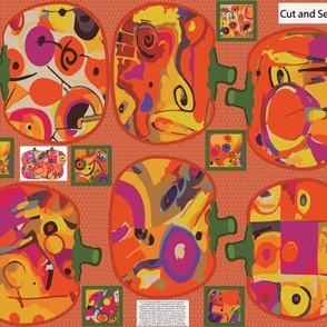 Geometric Pumpkin Placemats Kandinsky Style 42" width cut and sew