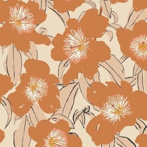 Overgrown Floral-Medium -Shortbread and golden ochre  Hufton Studio
