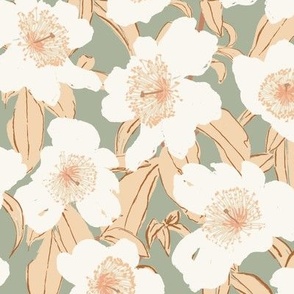 Overgrown Floral- Medium -Soft Moss-Hufton-Studio