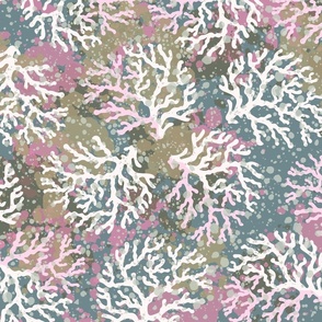 White corals on a messy paint splatter