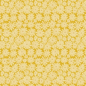 Daisies - simple floral fabric - yellow daisy flowers - small 