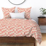 Modern Farmhouse Abstract Checks – Relaxing Eroded Checkerboard tangerine and sand | large