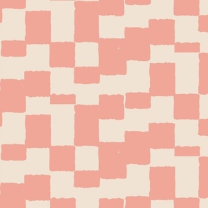 Modern Farmhouse Abstract Checks – Relaxing Eroded Checkerboard tangerine and sand | large