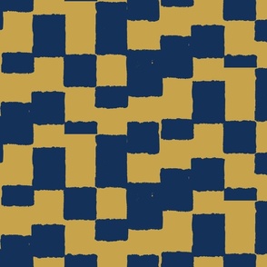 eroded checkerboard check blue on gold | large