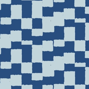 eroded checkerboard check azure and columbia blue | large