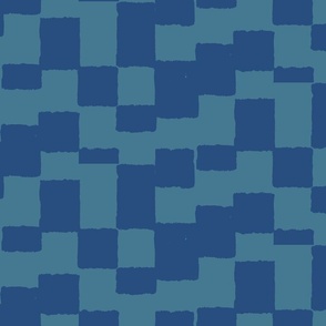 eroded checkerboard check azure on teal blue | large