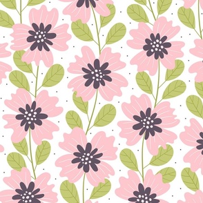 Cute green pink floral pattern