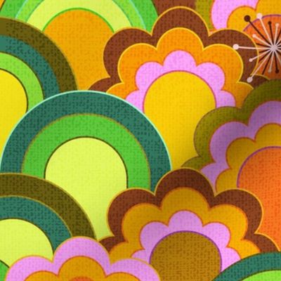 70s rainbow flowers - M