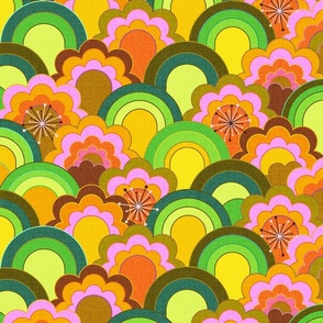 70s rainbow flowers - M