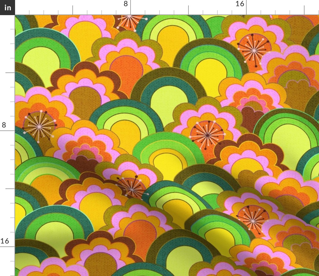 70s rainbow flowers - M