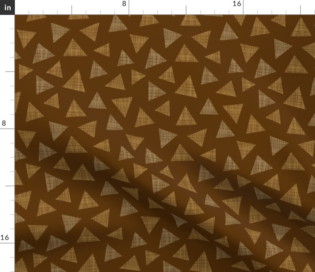 Fabric triangles on dark brown background (small)