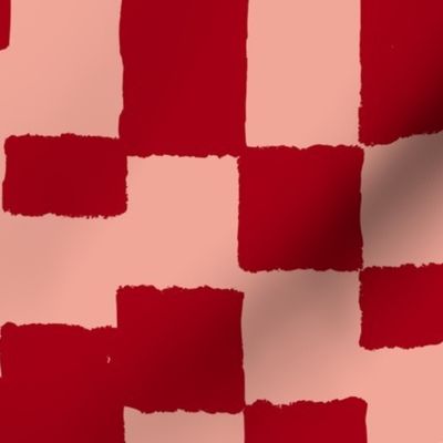 eroded checkerboard check ruby red on tangerine | large