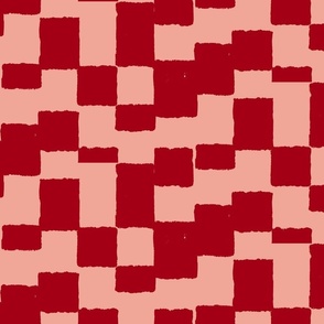 eroded checkerboard check ruby red on tangerine | large