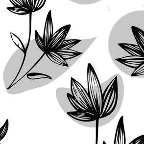 black and white doodle flower