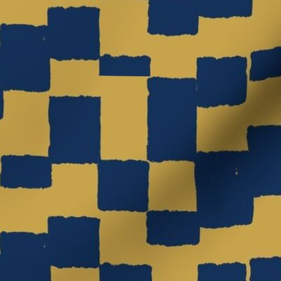 eroded checkerboard check blue and gold | medium