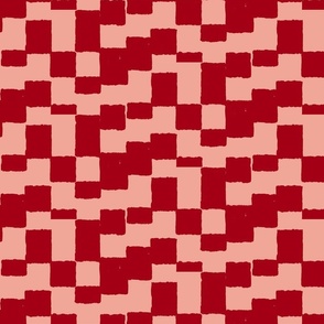 eroded checkerboard check ruby red on tangerine | medium