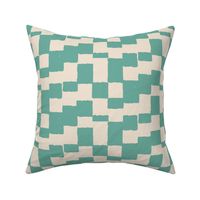 eroded checkerboard check green sheen on almond | medium