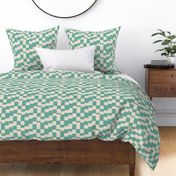 eroded checkerboard check green sheen on almond | medium