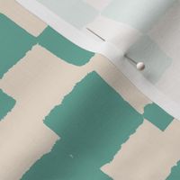 eroded checkerboard check green sheen on almond | medium