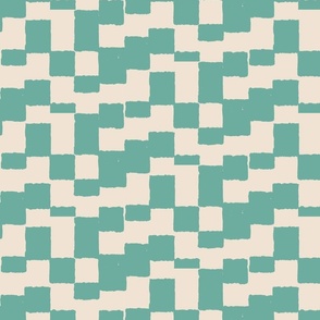 eroded checkerboard check green sheen on almond | medium