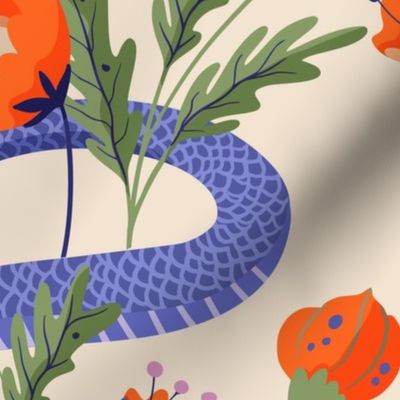 Colorful snake flower garden print