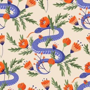 Colorful snake flower garden print