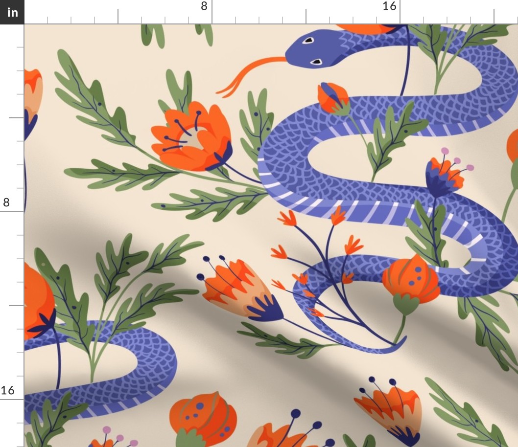 Colorful snake flower garden print