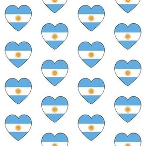 Argentinian flag hearts on white