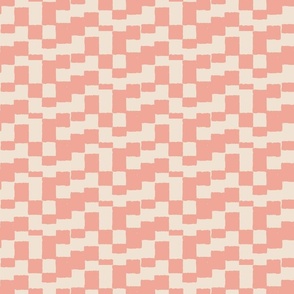 eroded checkerboard check tangerine on almond | small