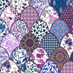 Cheater quilt en violeta azul y rosa tunisia
