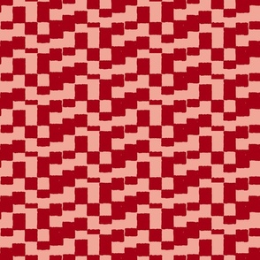 eroded checkerboard check ruby red on tangerine | small