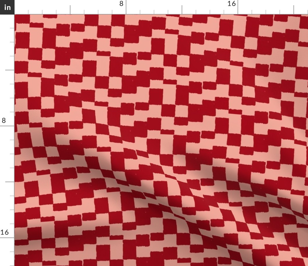 eroded checkerboard check ruby red on tangerine | small
