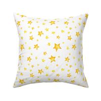 Watercolor cute stars on white