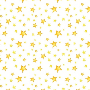 Watercolor cute stars on white