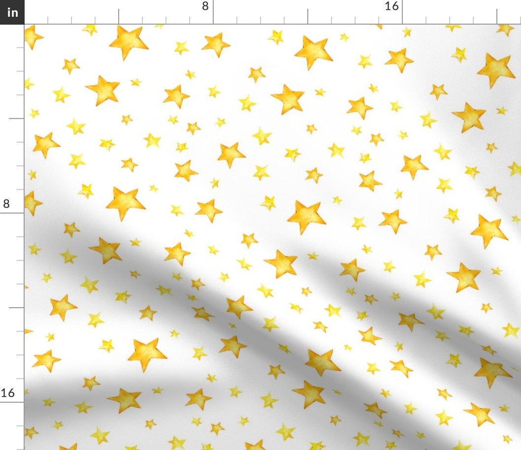 Watercolor cute stars on white