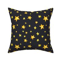 Watercolor cute stars on black