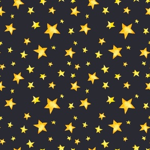 Watercolor cute stars on black