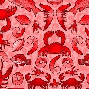 Seafood (Large Scale Red Monochrome)  
