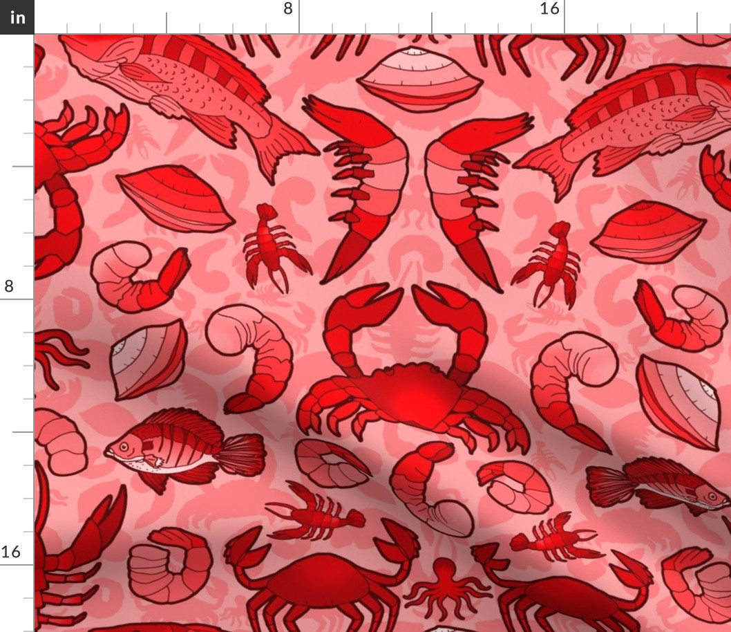 Seafood (Large Scale Red Monochrome)  