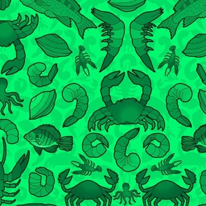 Seafood (Large Scale Green Monochrome)   