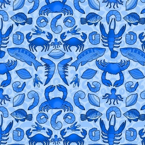 Seafood (Blue Monochrome) 