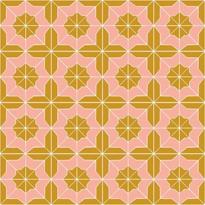 Alys pink | Geometric Tile Golden and Peach
