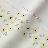 Floral Plaid Bedding - Butter Yellow and Pastel Green on Cream | Windowpane Check 